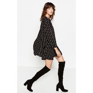 Zara Black and White Polka Dot Swing Dress